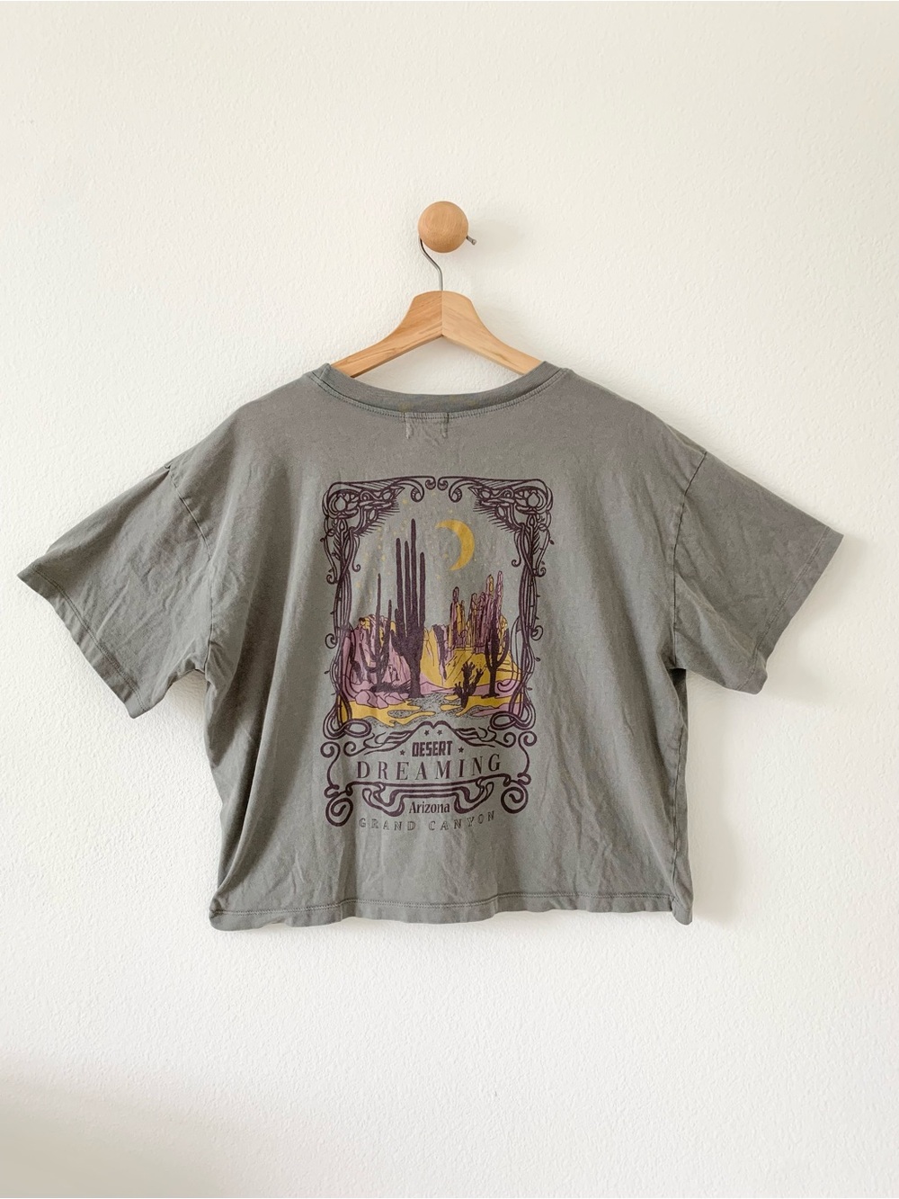 Urban Nation Gray Desert Dreaming Arizona Grand Canyon Short Sleeve Crop Tee XL